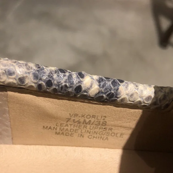 Vince Camuto snakeskin slip ons. Leather upper. Size 7 1/2 slashM/38. Comfy. - Picture 6 of 9